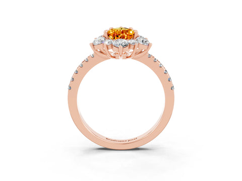 Rose gold Pear Cut Cut Diamond Floral Halo Pave Band with Prong Setting_3