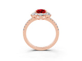 Rose gold Pear Cut Cut Diamond Floral Halo Pave Band with Prong Setting_3