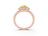 Rose gold Pear Cut Cut Diamond Floral Halo Pave Band with Prong Setting_3