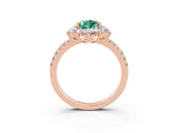 Rose gold Pear Cut Cut Diamond Floral Halo Pave Band with Prong Setting_3