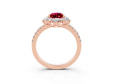Rose gold Pear Cut Cut Diamond Floral Halo Pave Band with Prong Setting_3