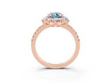 Rose gold Pear Cut Cut Diamond Floral Halo Pave Band with Prong Setting_3