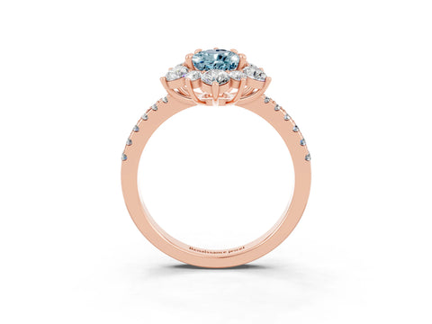Rose gold Pear Cut Cut Diamond Floral Halo Pave Band with Prong Setting_3