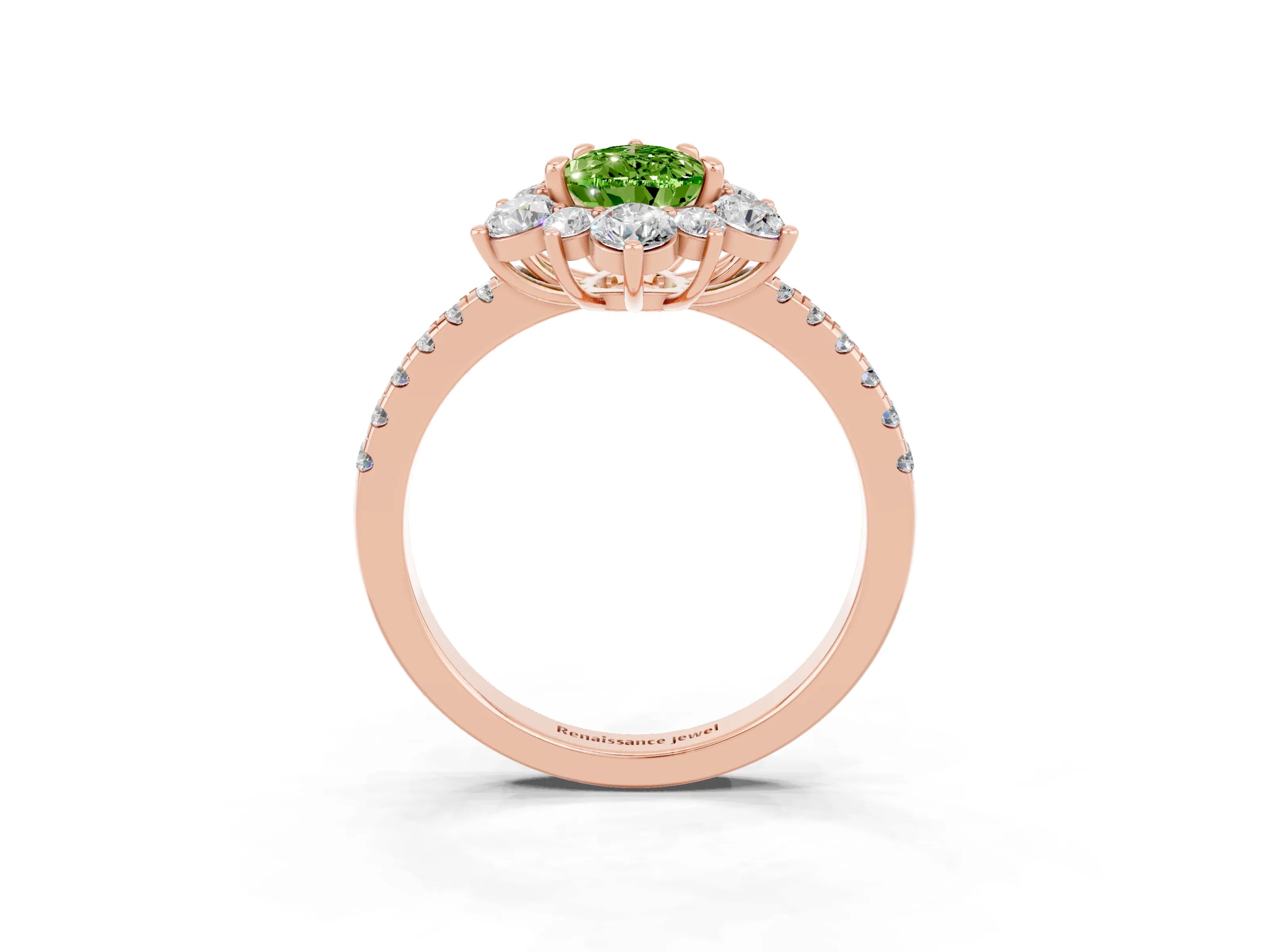 Rose gold Pear Cut Cut Diamond Floral Halo Pave Band with Prong Setting_3