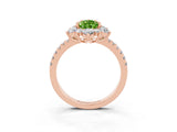 Rose gold Pear Cut Cut Diamond Floral Halo Pave Band with Prong Setting_3