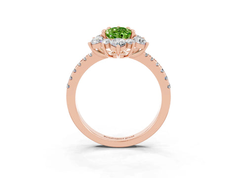 Rose gold Pear Cut Cut Diamond Floral Halo Pave Band with Prong Setting_3