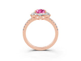 Rose gold Pear Cut Cut Diamond Floral Halo Pave Band with Prong Setting_3