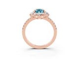 Rose gold Pear Cut Cut Diamond Floral Halo Pave Band with Prong Setting_3