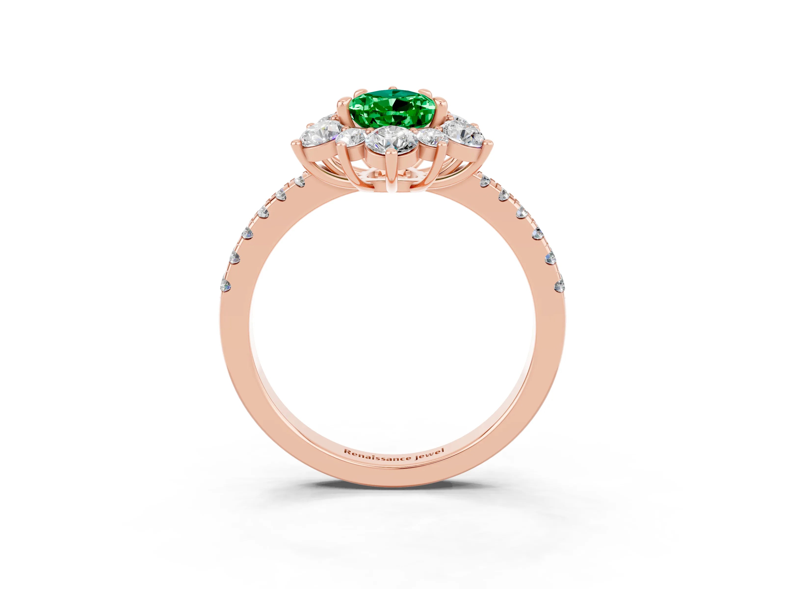 Rose gold Pear Cut Cut Diamond Floral Halo Pave Band with Prong Setting_3