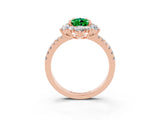 Rose gold Pear Cut Cut Diamond Floral Halo Pave Band with Prong Setting_3