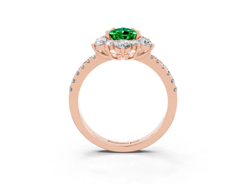 Rose gold Pear Cut Cut Diamond Floral Halo Pave Band with Prong Setting_3