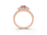 Rose gold Pear Cut Cut Diamond Floral Halo Pave Band with Prong Setting_3