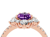 Rose gold Pear Cut Cut Diamond Floral Halo Pave Band with Prong Setting_4
