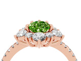Rose gold Pear Cut Cut Diamond Floral Halo Pave Band with Prong Setting_4