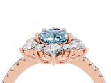 Rose gold Pear Cut Cut Diamond Floral Halo Pave Band with Prong Setting_4