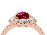 Rose gold Pear Cut Cut Diamond Floral Halo Pave Band with Prong Setting_4