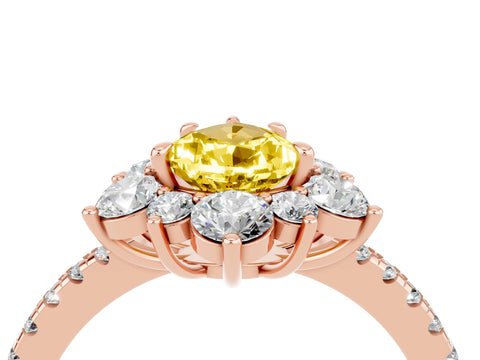 Rose gold Pear Cut Cut Diamond Floral Halo Pave Band with Prong Setting_4
