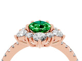 Rose gold Pear Cut Cut Diamond Floral Halo Pave Band with Prong Setting_4