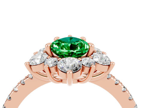 Rose gold Pear Cut Cut Diamond Floral Halo Pave Band with Prong Setting_4