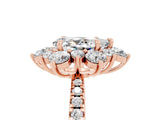 Rose gold Pear Cut Cut Diamond Floral Halo Pave Band with Prong Setting_5