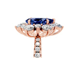 Rose gold Pear Cut Cut Diamond Floral Halo Pave Band with Prong Setting_5