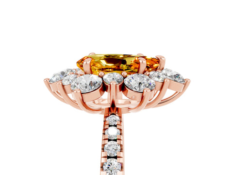 Rose gold Pear Cut Cut Diamond Floral Halo Pave Band with Prong Setting_5