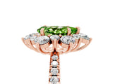Rose gold Pear Cut Cut Diamond Floral Halo Pave Band with Prong Setting_5
