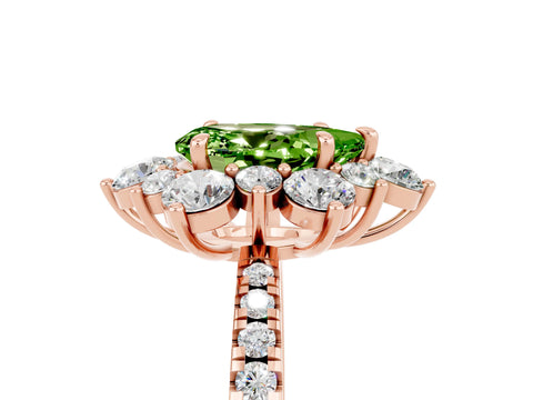Rose gold Pear Cut Cut Diamond Floral Halo Pave Band with Prong Setting_5
