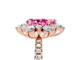 Rose gold Pear Cut Cut Diamond Floral Halo Pave Band with Prong Setting_5