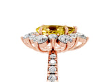 Rose gold Pear Cut Cut Diamond Floral Halo Pave Band with Prong Setting_5