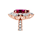 Rose gold Pear Cut Cut Diamond Floral Halo Pave Band with Prong Setting_5