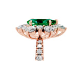 Rose gold Pear Cut Cut Diamond Floral Halo Pave Band with Prong Setting_5