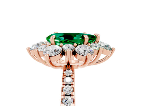Rose gold Pear Cut Cut Diamond Floral Halo Pave Band with Prong Setting_5