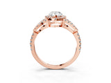Rose gold Pear Cut Cut Diamond Halo Engagement Ring with Open Split Pavé Band_12