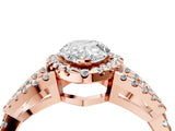 Rose gold Pear Cut Cut Diamond Halo Engagement Ring with Open Split Pavé Band_13