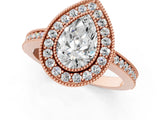 Rose gold Pear Cut-Cut Diamond Halo Engagement Ring with Pave Band and Prong Setting_10