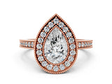 Rose gold Pear Cut-Cut Diamond Halo Engagement Ring with Pave Band and Prong Setting_9