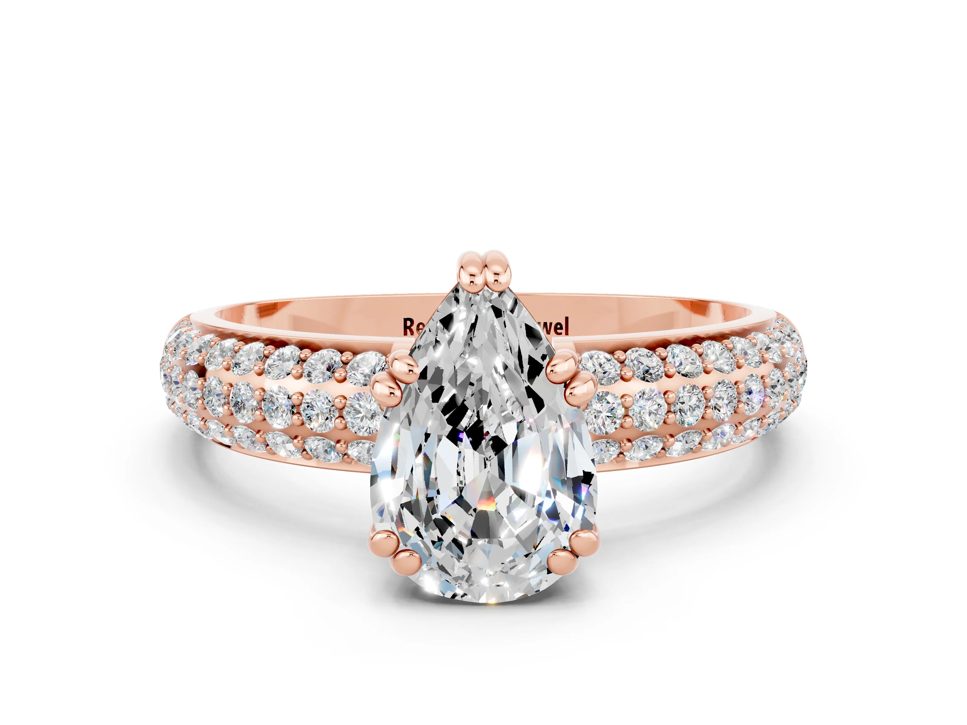 Rose gold Pear Cut Cut Diamond Milgrain Marquise Band with Prong Setting