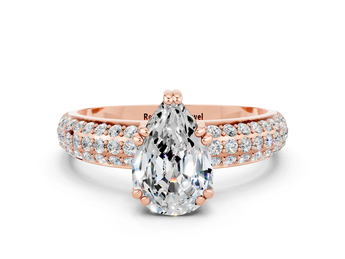 Rose gold Pear Cut Cut Diamond Milgrain Marquise Band with Prong Setting