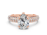 Rose gold Pear Cut Cut Diamond Milgrain Marquise Band with Prong Setting