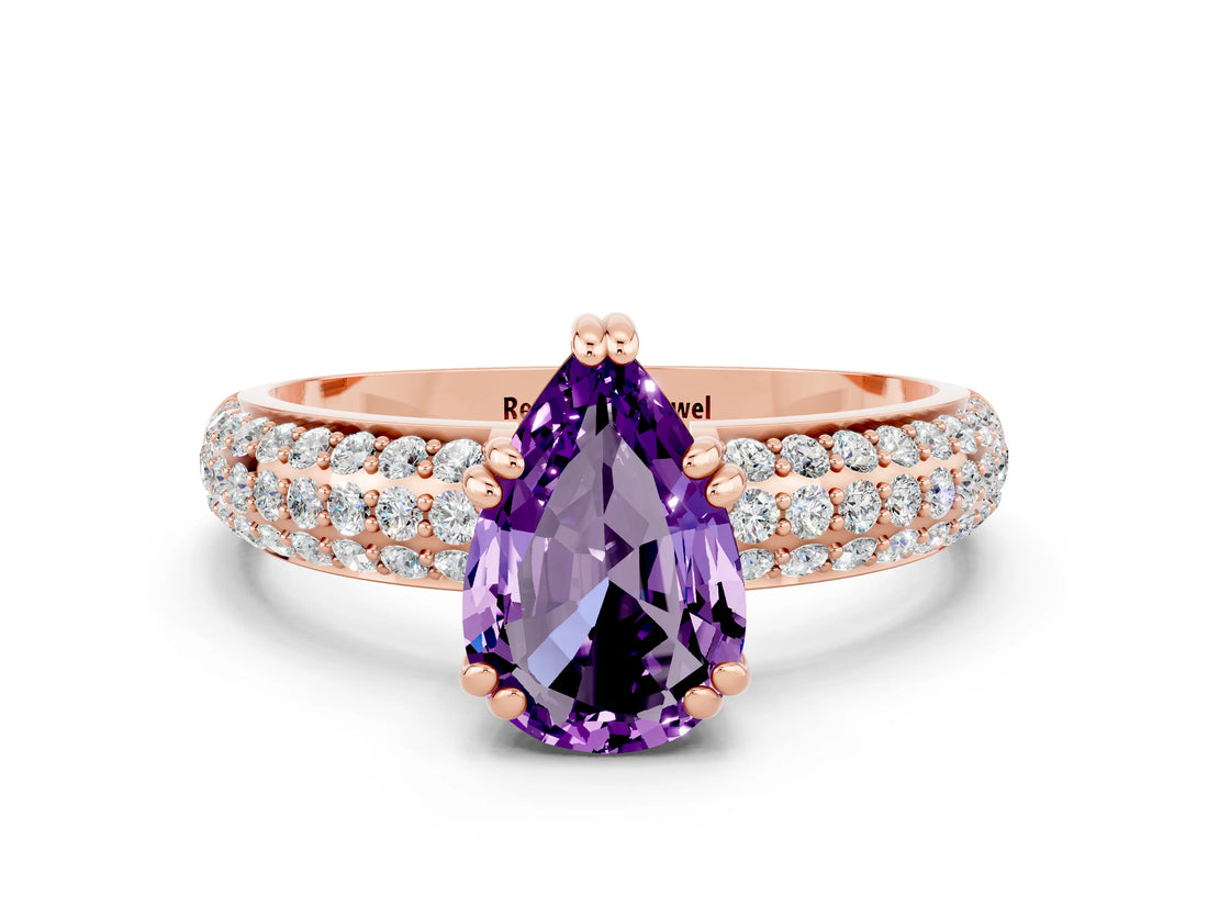Rose gold Pear Cut Cut Diamond Milgrain Marquise Band with Prong Setting