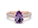 Rose gold Pear Cut Cut Diamond Milgrain Marquise Band with Prong Setting