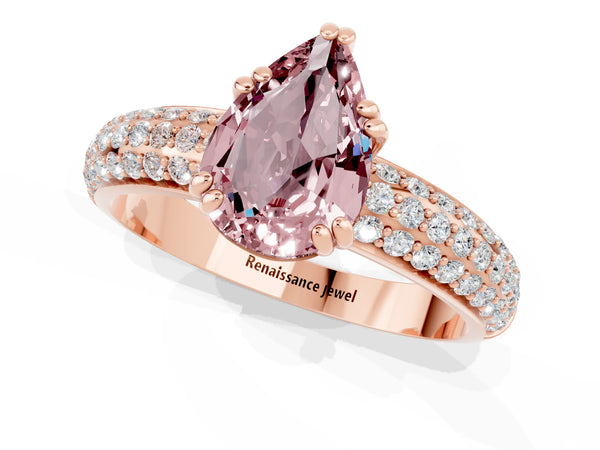 Rose gold Pear Cut Cut Diamond Milgrain Marquise Band with Prong Setting