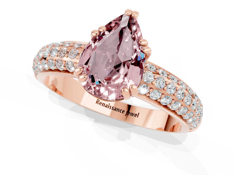 Rose gold Pear Cut Cut Diamond Milgrain Marquise Band with Prong Setting_1