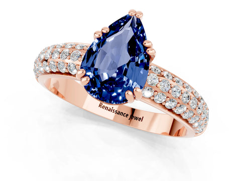 Rose gold Pear Cut Cut Diamond Milgrain Marquise Band with Prong Setting_1