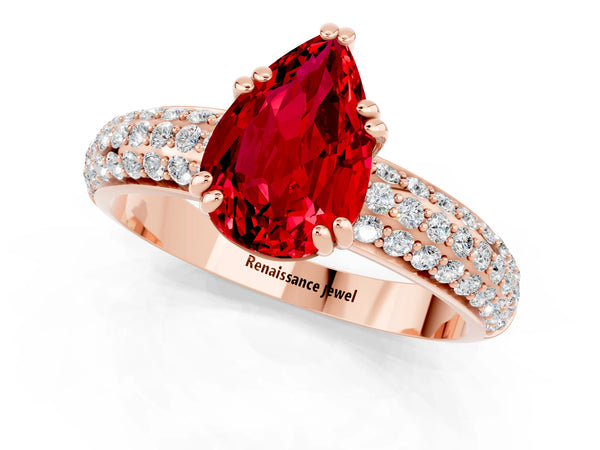 Rose gold Pear Cut Cut Diamond Milgrain Marquise Band with Prong Setting