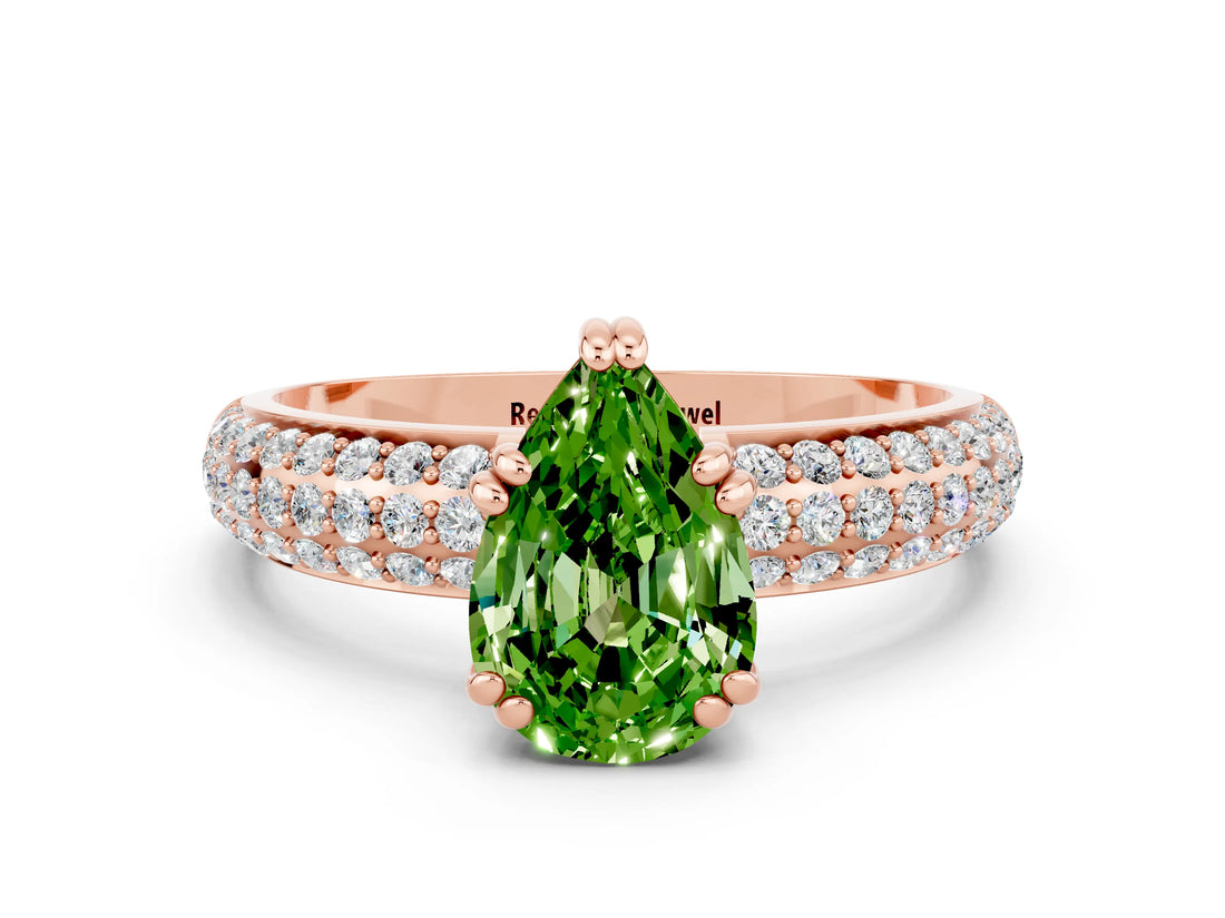 Rose gold Pear Cut Cut Diamond Milgrain Marquise Band with Prong Setting