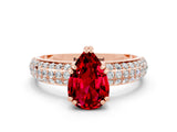Rose gold Pear Cut Cut Diamond Milgrain Marquise Band with Prong Setting