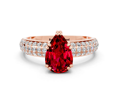 Rose gold Pear Cut Cut Diamond Milgrain Marquise Band with Prong Setting