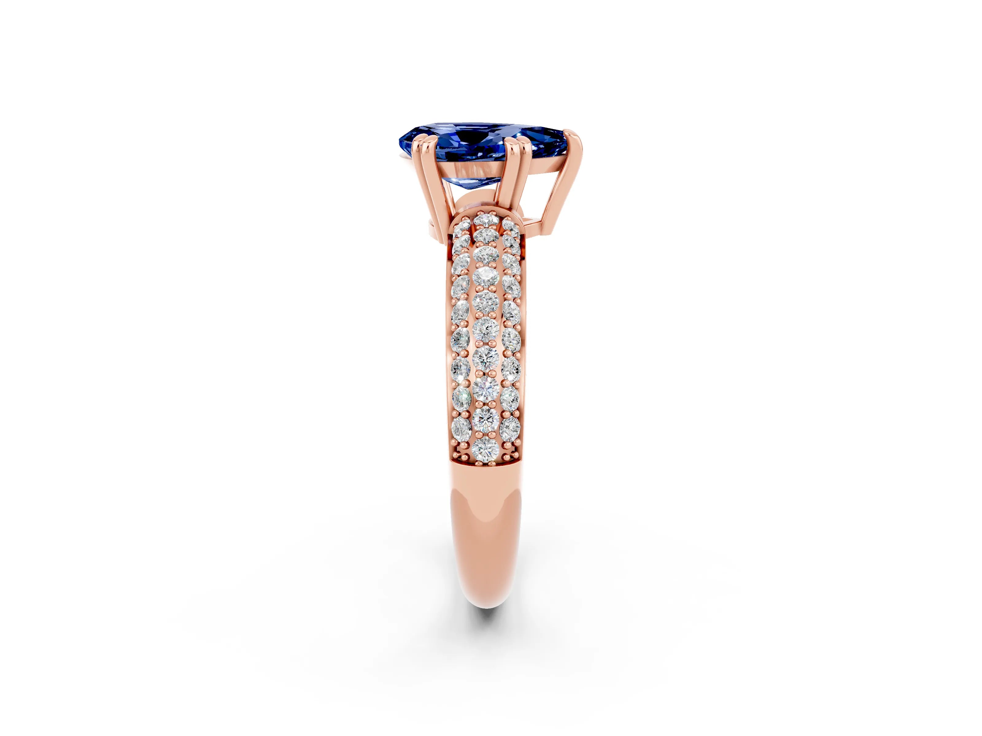 Rose gold Pear Cut Cut Diamond Milgrain Marquise Band with Prong Setting_2